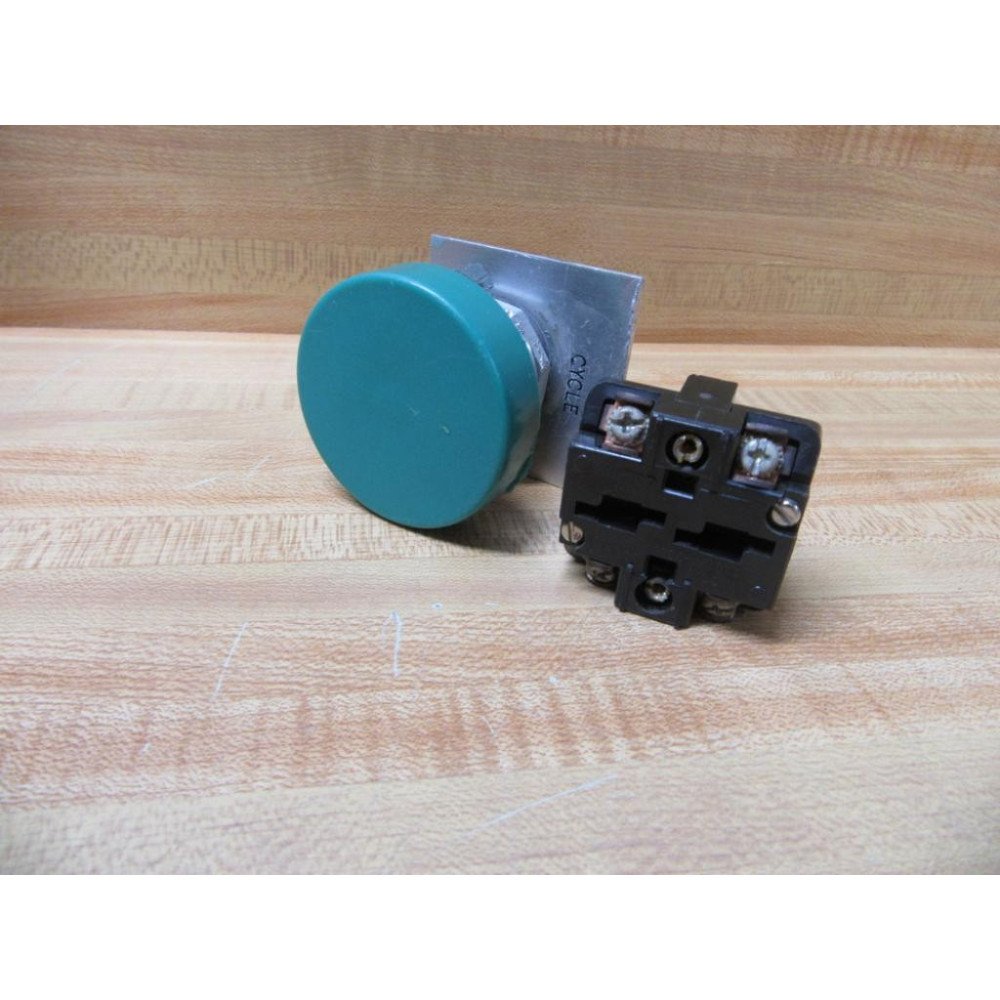 Honeywell  Micro Switch PTM11 Pushbutton W Green Head & Contact - Used