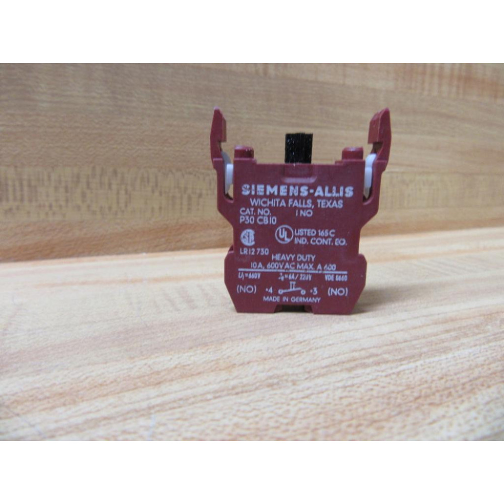Siemens-Allis P30CB10 Contact For Pushbutton 1NO - New No Box