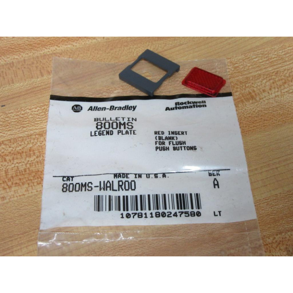 Allen Bradley 800MS-WALR00 Red Legend Plate 800MSWALR00