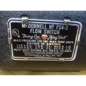 McDonnell FS4-3 Flow Switch FS43 - New No Box