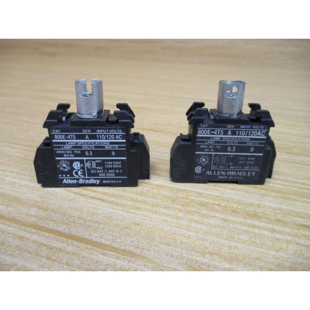 Allen Bradley 800E-4T5 Transformer 800E4T5 WO Bulb (Pack of 2) - New No Box