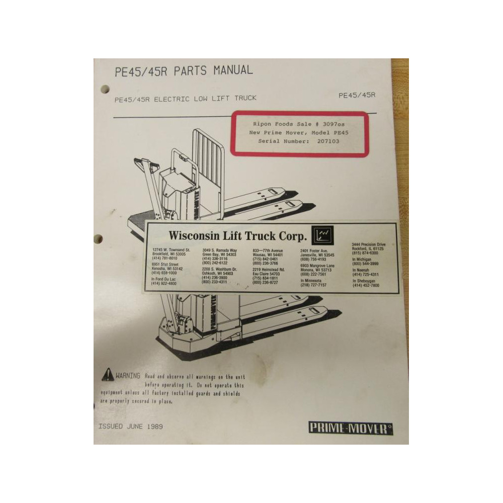 Prime-Mover PE4545R Manual PE4545R - Used