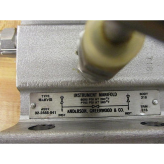 Anderson Greenwood M4AVIS Instrument Manifold 02-2565-541 - Used