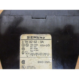 Siemens 3TH8262-0A Contactor 3TH82620A 220V - Used