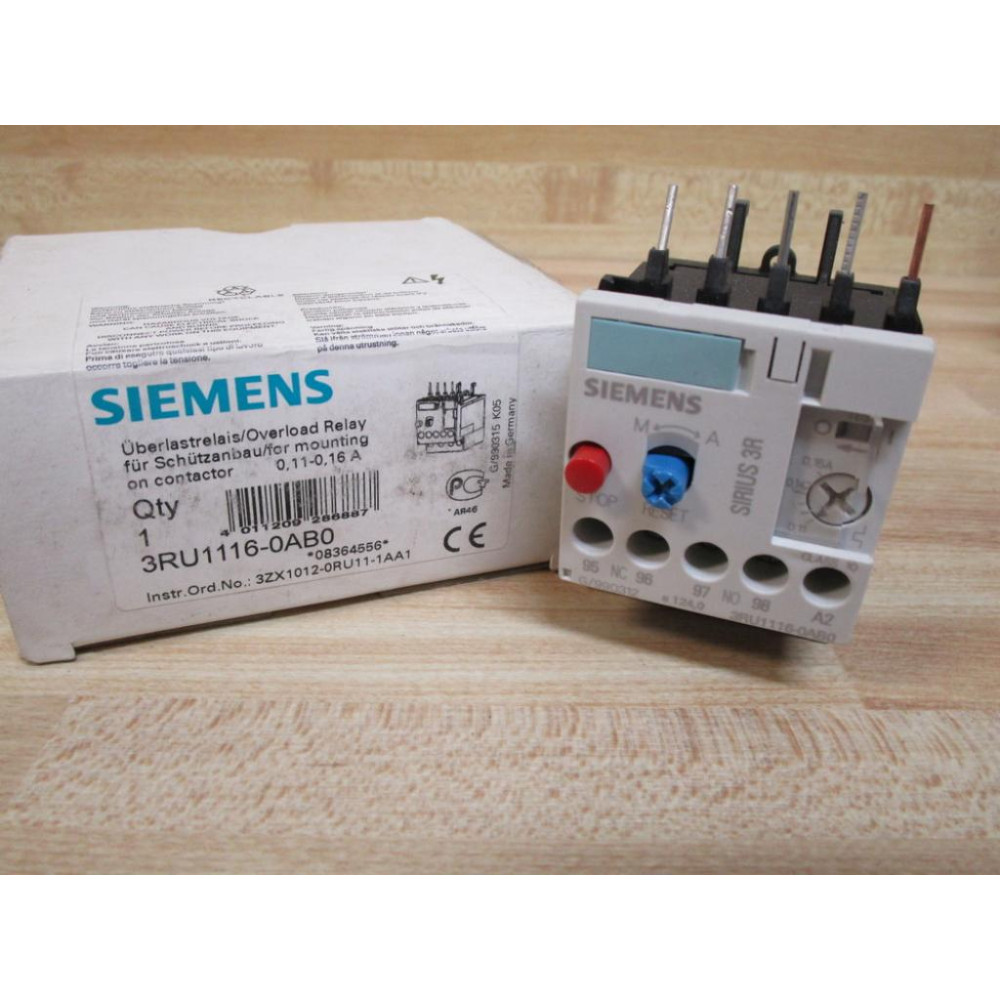 Siemens 3RU1-116-0AB0 Overload Relay 3RU11160AB0