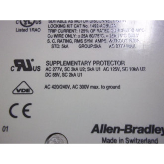 Allen Bradley 1492-CB1H100 Circuit Breaker 1492CB1H100 10A Series C
