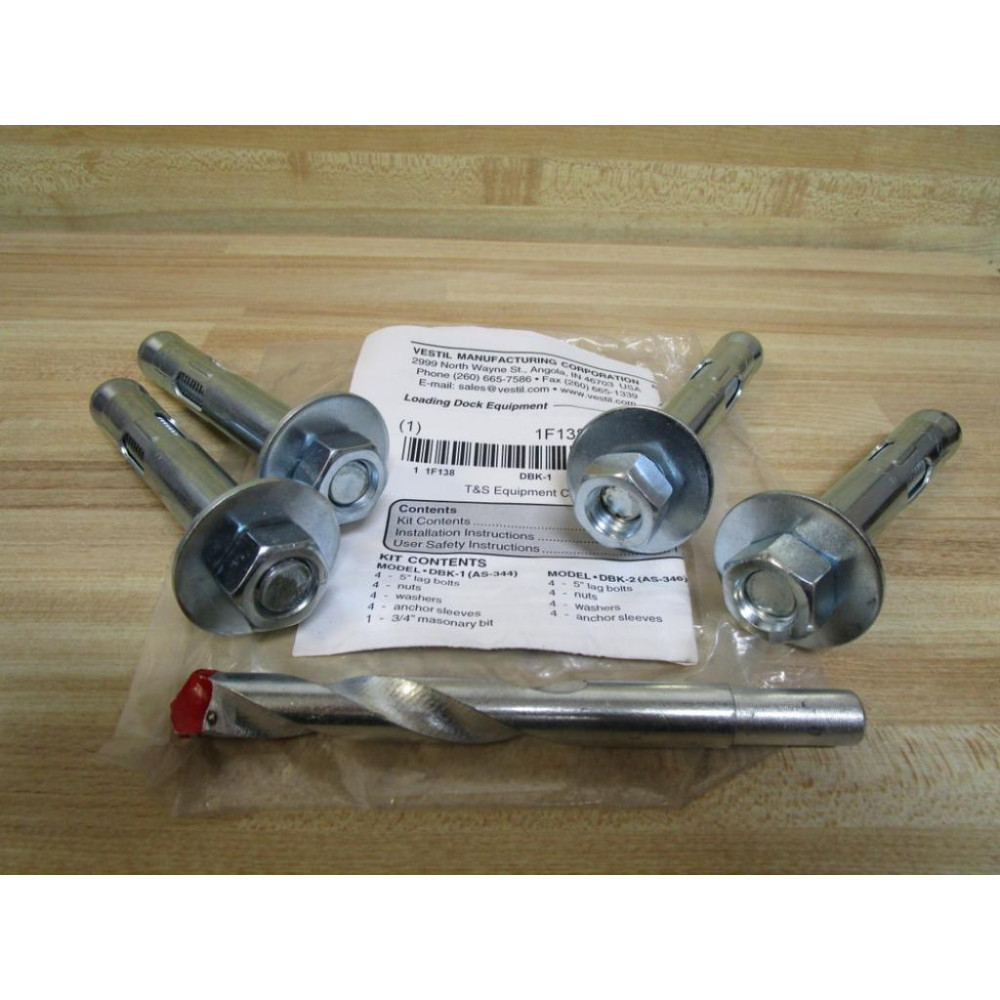 Vestil Manufacturing DBK-1 (AS-344) 5 Inch 34 Inch Anchor Bolts W Drill
