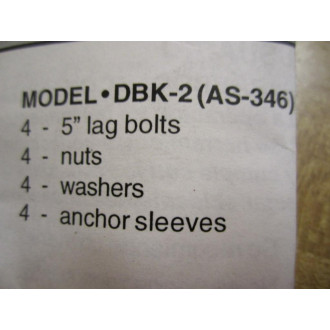 DBK-2 (AS-346) 5 Inch 34 Inch LAG Bolts Bag Of 4 - New No Box