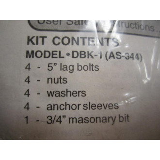 Vestil Manufacturing DBK-1 (AS-344) 5 Inch 34 Inch Anchor Bolts W Drill