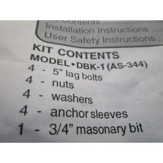 Vestil Manufacturing DBK-1 (AS-344) 5 Inch 34 Inch Anchor Bolts W Drill