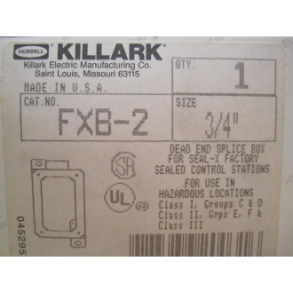 Hubbell Killark FXB-2 Device Box 34" Hub Dead End Single Gang