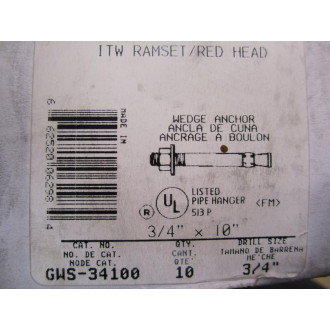 ITW RamsetRed Head GWS-34100 Wedge Anchor (Pack of 10)