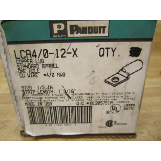 Panduit LCA40-12-X Standard Barrel Lugs (Pack of 6)