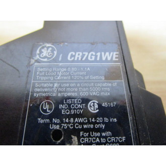 General Electric CR7G1WE Overload Relay - New No Box