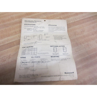 Honeywell RP670B1025 Pneumatic Switching Relay