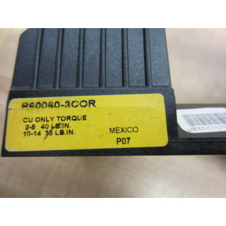 Bussmann R60060-3COR R600603COR Fuse Block 2 Pole 600V 60A - New No Box
