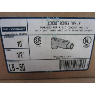 OZ Gedney LB-50 Conduit Bodies Type LB Size 12" (Pack of 10)