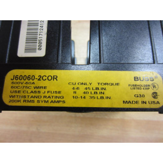 Bussmann J60060-2COR Fuse Block 2-Pole J600602COR (Pack of 3) - Used