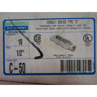 OZ Gedney C-50 Conduit Bodies C50 Type C 12" (Pack of 10)