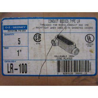 OZ Gedney LR-100 LR100 Conduit Body Type LR Size 1" (Pack of 5)