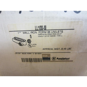 Appleton LL100-M LL100M Conduit Outlet Body 1" (Pack of 5)