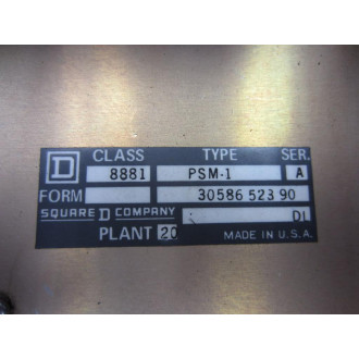Square D 8881 PSM-1 Processor Power Supply Module Ser A - Used