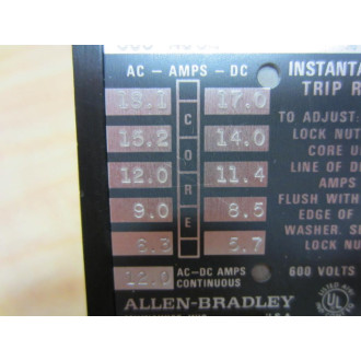 Allen Bradley 809-A06E Instantaneous Trip Relay Series A - Used