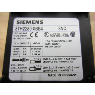 Siemens 3TH2280-0BB4 Control Relay 3TH22800BB4