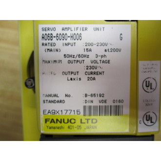 Fanuc A06B-6090-H006 A06B6090H006 Servo Amplifier EA9X17715 - Used