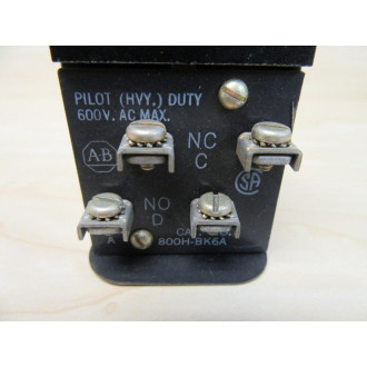 Allen Bradley 800H-BK6A Switch Push Button 800HBK6A Series A