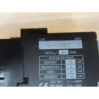 Allen Bradley 100-A24ND3 Contactor 100A24ND3 Series C Gray (Pack of 3) - Used