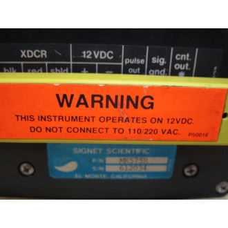 Signet Scientific MK575R Flow Meter - Used