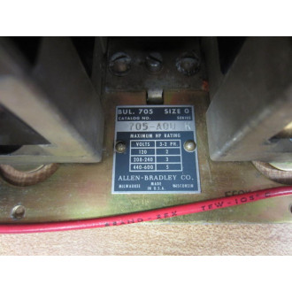 Allen Bradley 705-A0D Starter 705A0D 705-AOD Coil Tested 70A86 - Used