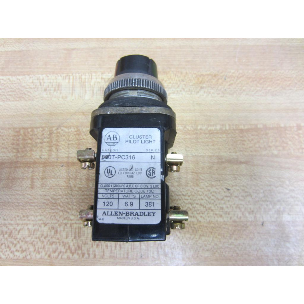 Allen Bradley 800T-PC316 Cluster Red Green Amber Black - Used