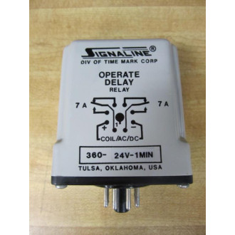 Signaline 360-24V-1MIN Operate Delay Relay 36012V1MIN - New No Box