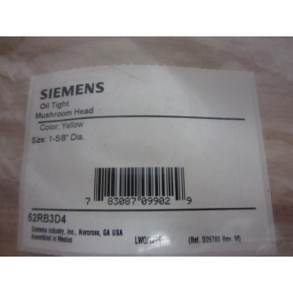 Siemens Furnas 52RB3D4 Mushroom Head Yellow
