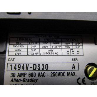 Allen Bradley 1494V-DS30 Switch 1494VDS30