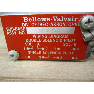 Bellows K022-090 Parker Solenoid Valve Sub Base - New No Box