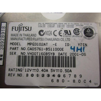 Fujitsu MPG3102AT-E Internal Hard Drive - Used