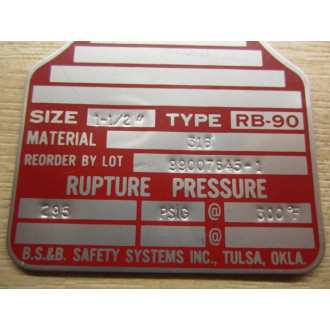 BS&B Safety Systems RB-90-1-12 Rupture Disk