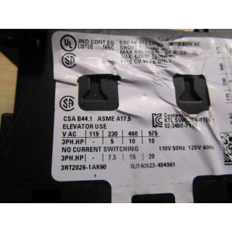 Siemens 3RT2026-1AK60 Contactor - New No Box