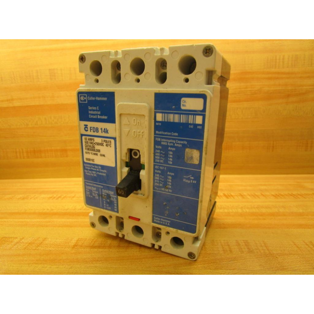 Cutler Hammer FDB3060LD08 Circuit Breaker - Used
