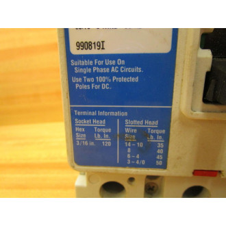 Cutler Hammer FDB3060LD08 Circuit Breaker - Used