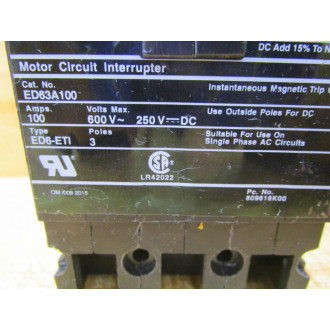 Siemens ED63A100 Circuit Breaker ED63A100L - Used