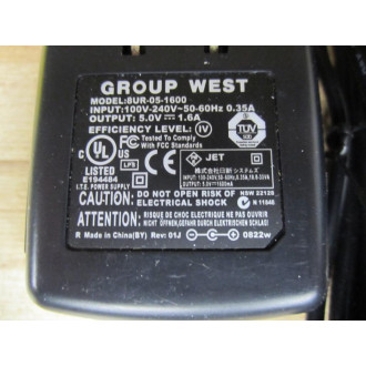 Group West 8UR-05-1600 Power Supply Adapter