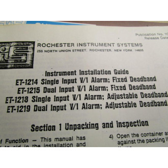RiS 1035-143 Instruction Manual For ET-1214 - Used