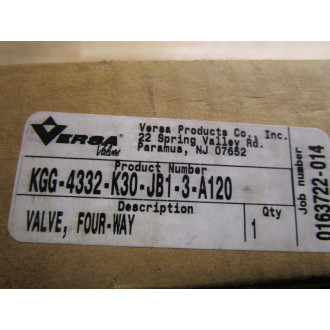 Versa KGG-4332-K30-JB1-3-A120 Pneumatic Directional  Solenoid Valve
