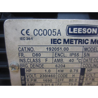 Leeson 192051.00 IEC Metric Motor 19205100 Broken Fan Shroud Mounts - New No Box