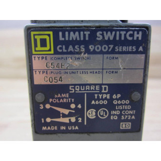 Square D 9007-C54B2 Limit Switch 9007C54B2 WO Operator Head - Used