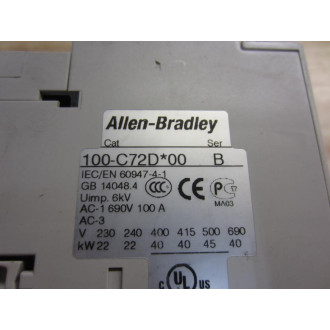 Allen Bradley 100-C72DQ00 Contactor 100C72DQ00 - Used